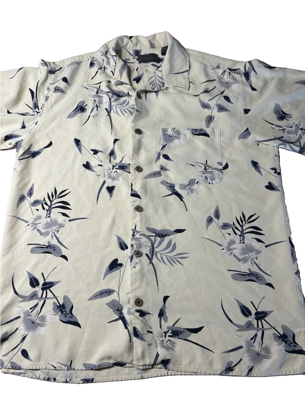 Kiva Dunes Hawaiian Camp Shirt Men’s Large 100% Silk Floral Button Front Aloha
